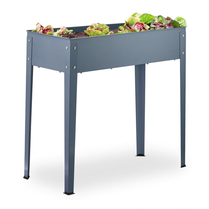 Relaxdays Hochbeet, Grau, Metall, 86x80x40.5 cm, Garten
