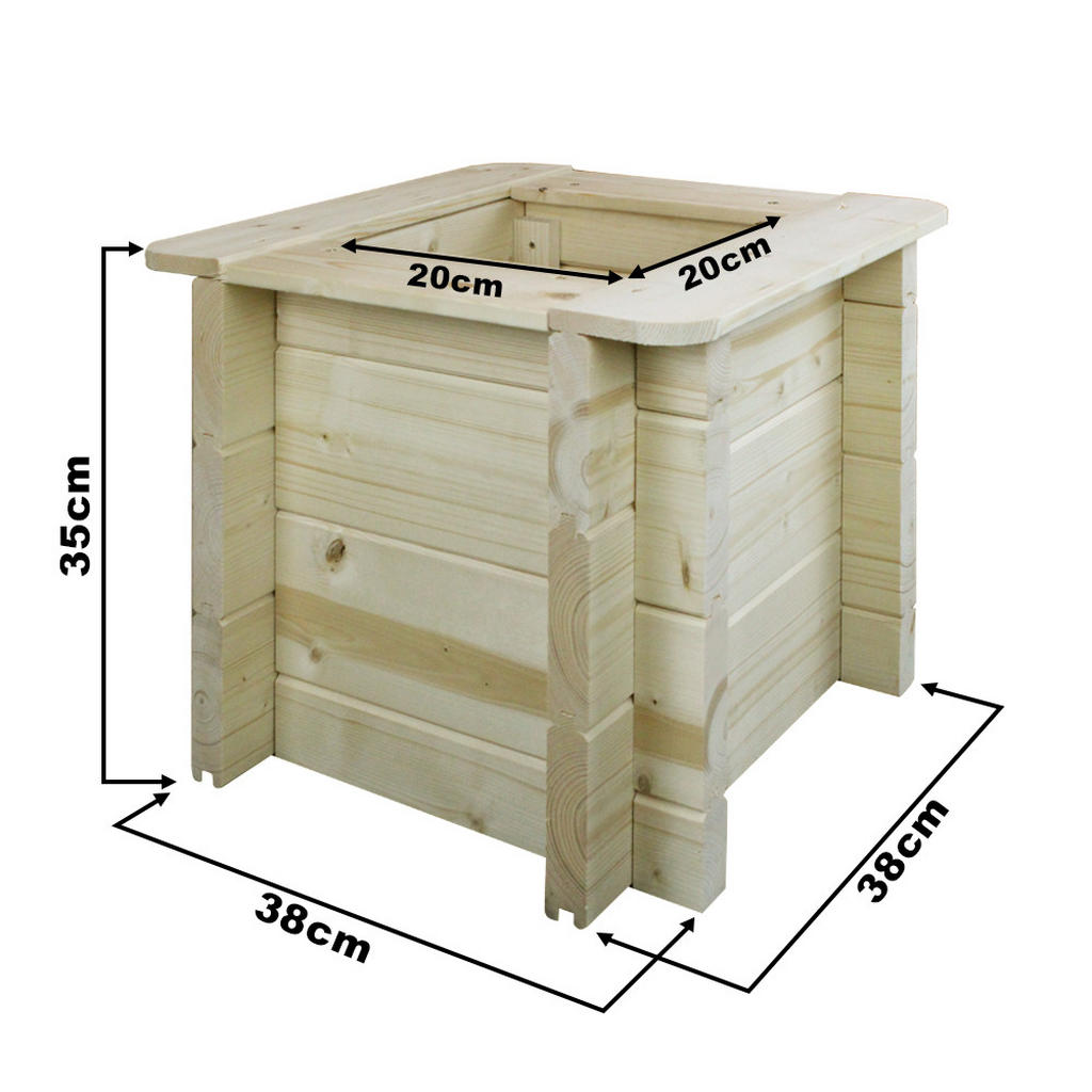 Timbela Hochbeet, Beige, Holz, 38x35x38 cm, Gartenzubeh