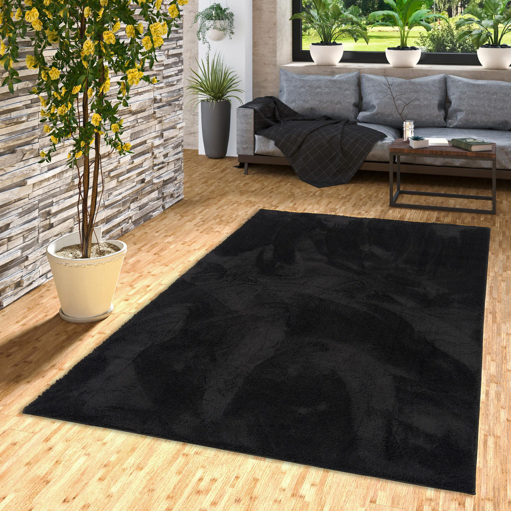 Pergamon Hochflor, Schwarz, Textil, 200x290 cm, Teppich