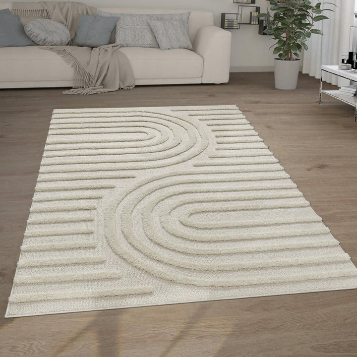 Paco Home Hochflorteppich, Creme, Textil, Rechteckig, 1