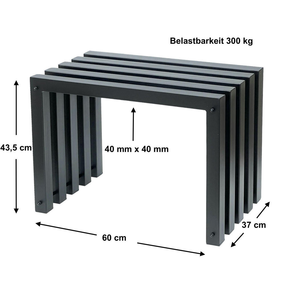DanDiBo Hocker, Schwarz, Metall, 60x43.5x37 cm, Gartenm
