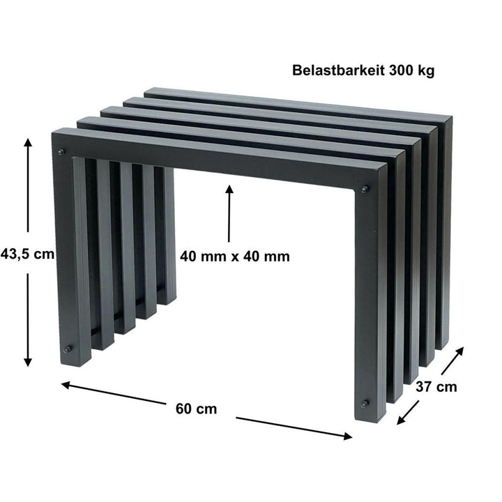 DanDiBo Hocker, Schwarz, Metall, 60x43.5x37 cm, Gartenm
