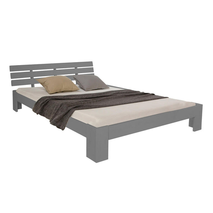 Homestyle4u Holzbett, Grau, Holz, Kiefer, 140x200 cm, S