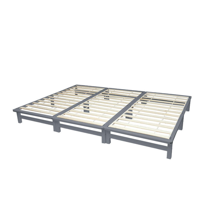 Homestyle4u Holzbett, Grau, Holz, Kiefer, 270x200 cm, S