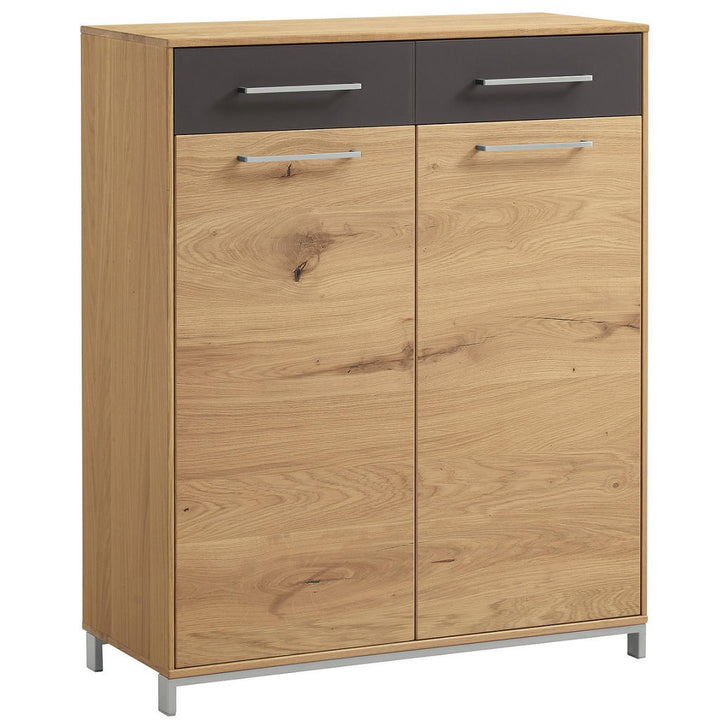 Kommode, Anthrazit, Eiche, Metall, Eiche, Balkeneiche,
