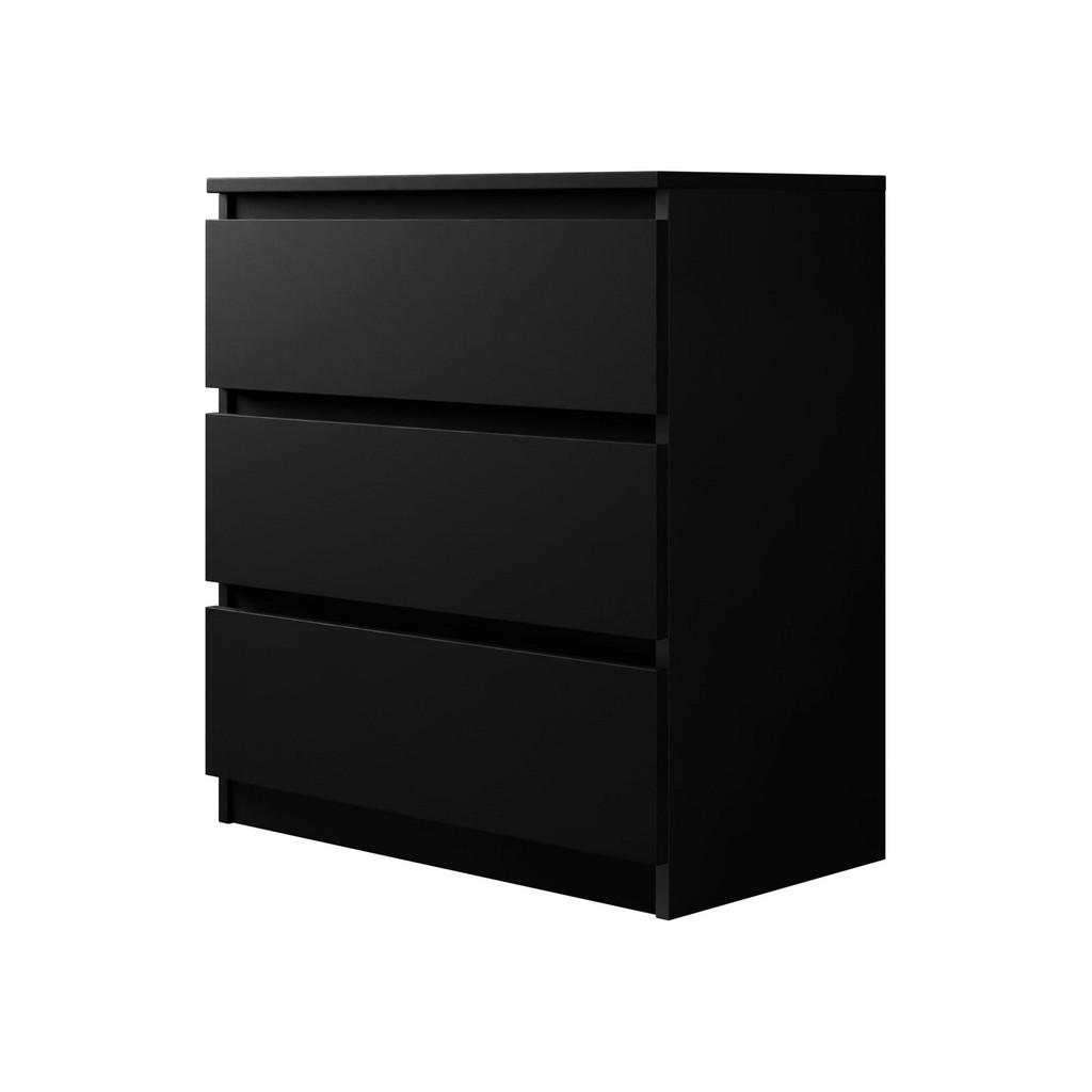 Mirjan24 Kommode, Schwarz, Holzwerkstoff, 3 Schubladen,