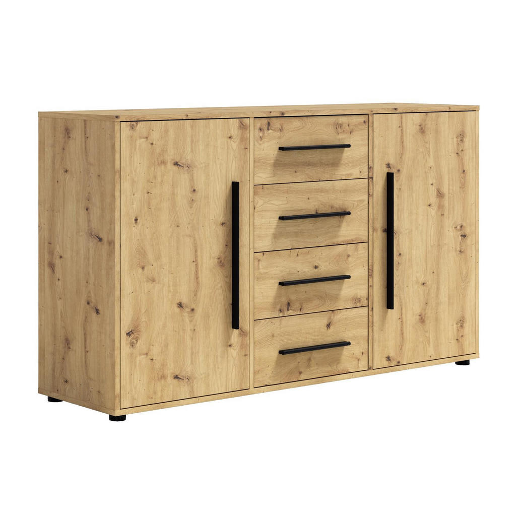 Bettso Kommode, Eiche Artisan, Holzwerkstoff, 4 Schubla