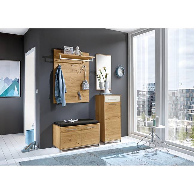 Garderobenbank Vedo 86 x 47 x 40cm Braun Eiche teilmassiv
