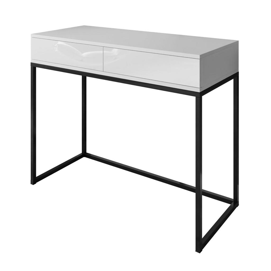 Lookway Konsole, Weiß Hochglanz, Schwarz, Holzwerkstoff