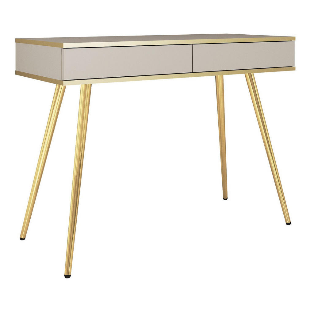 Emporius Konsolentisch, Beige, Gold, Holz, 2 Schubladen