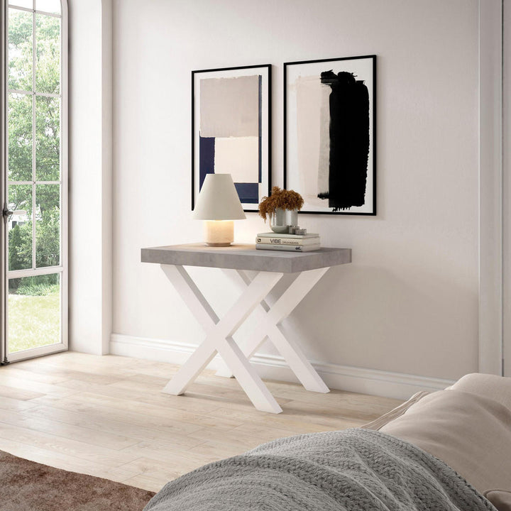 Skraut Home Konsolentisch, Grau, Holzwerkstoff, Rechtec