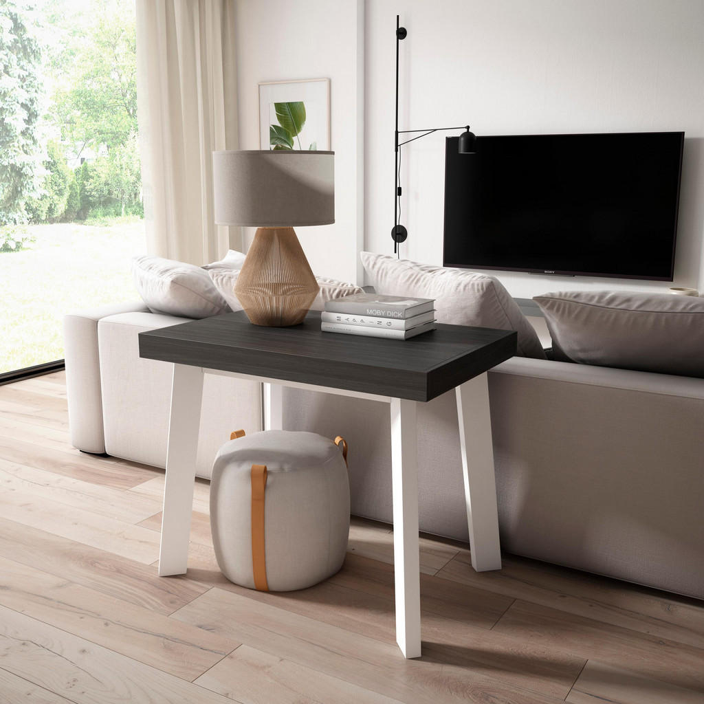 Skraut Home Konsolentisch, Weiß, Schwarz, Holzwerkstoff