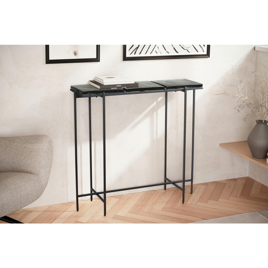 Mid.you Konsolentisch, Schwarz, Glas, quadratisch, ecki