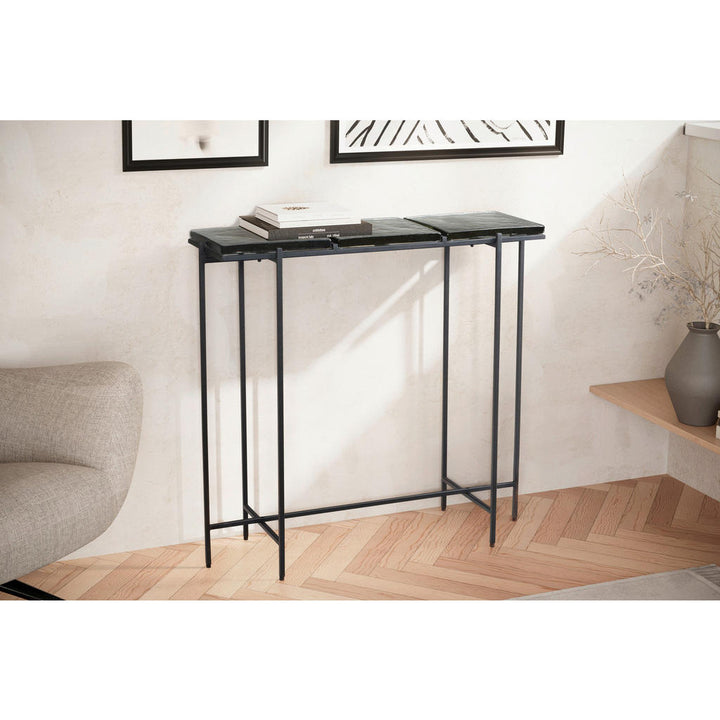 Mid.you Konsolentisch, Schwarz, Glas, quadratisch, ecki