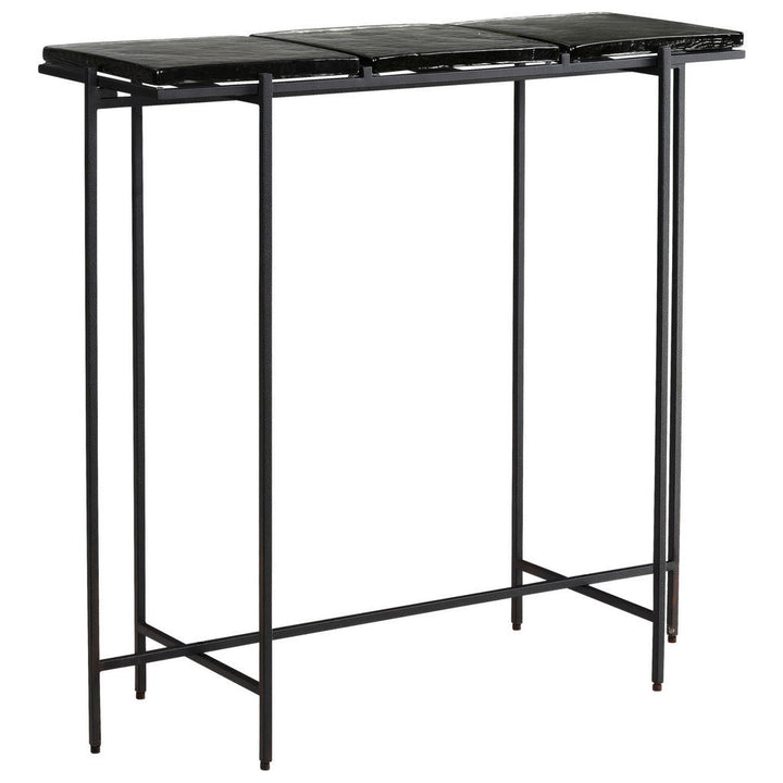 Mid.you Konsolentisch, Schwarz, Glas, quadratisch, ecki
