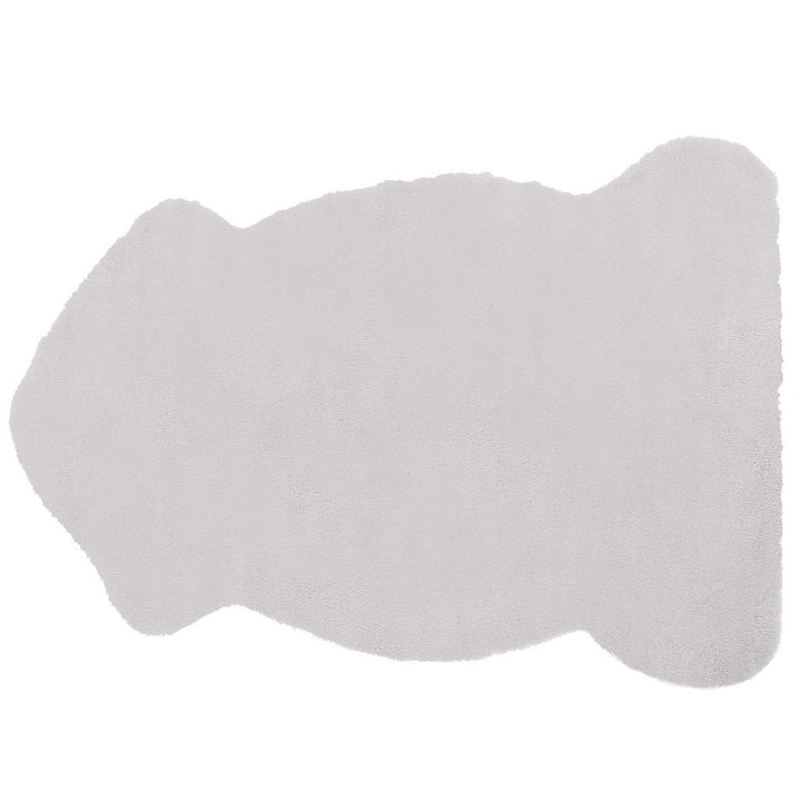 Beliani Kunstfell-Teppich, Grau, Kunststoff, Freiform,