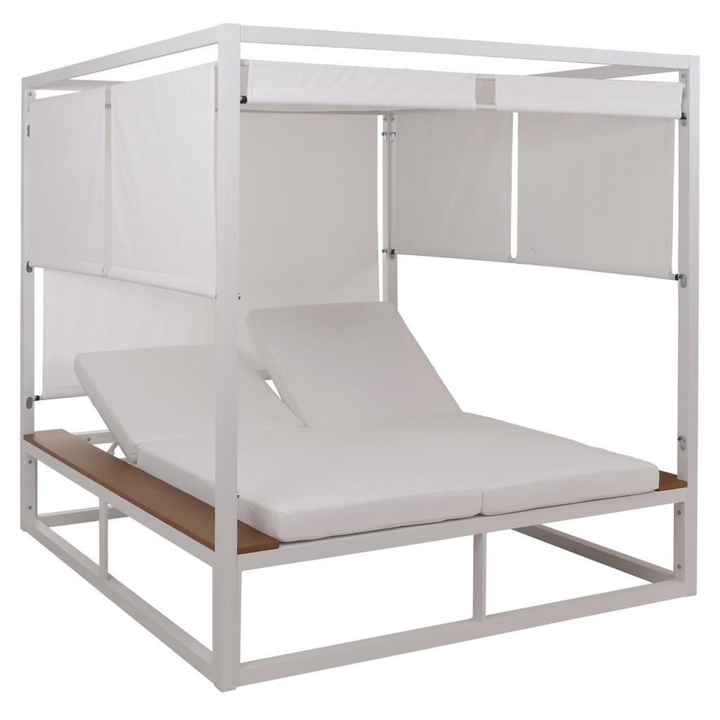 MCW Lounge-Gartenliege, Weiß, Weiß, Metall, 200x200x200