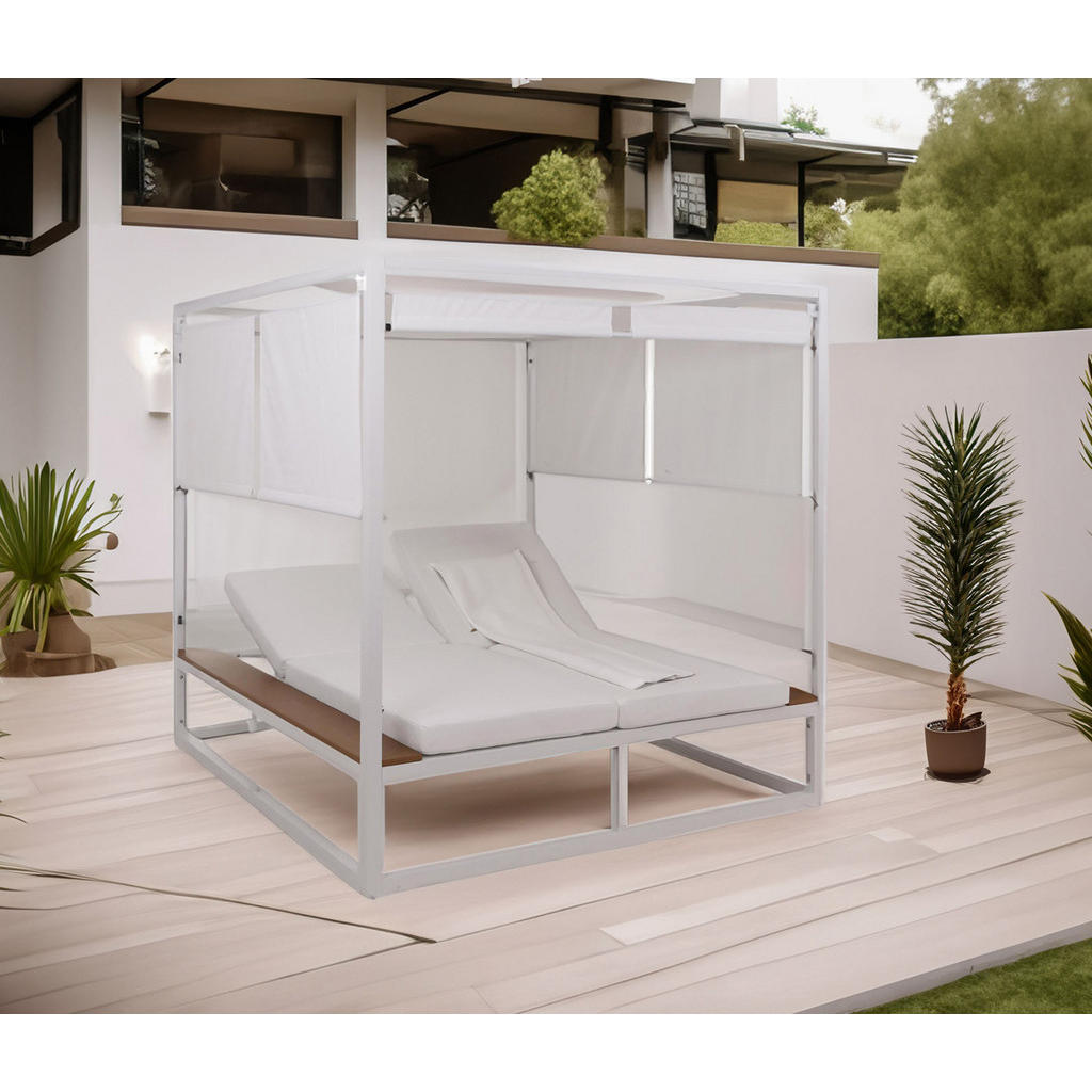 MCW Lounge-Gartenliege, Weiß, Weiß, Metall, 200x200x200