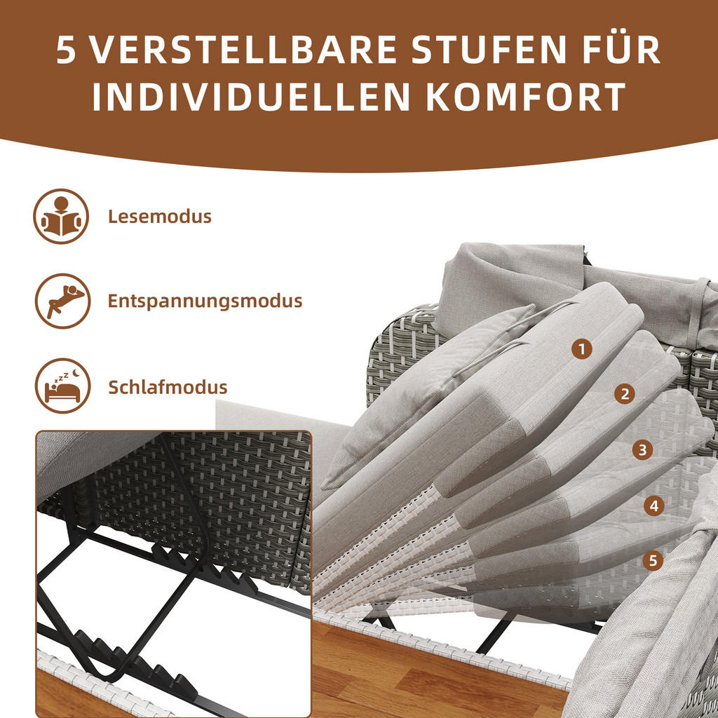 Flieks Loungeset, Grau, Textil, 160x137x192 cm, Gartenm