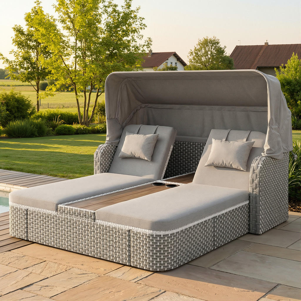Flieks Loungeset, Grau, Textil, 160x137x192 cm, Gartenm