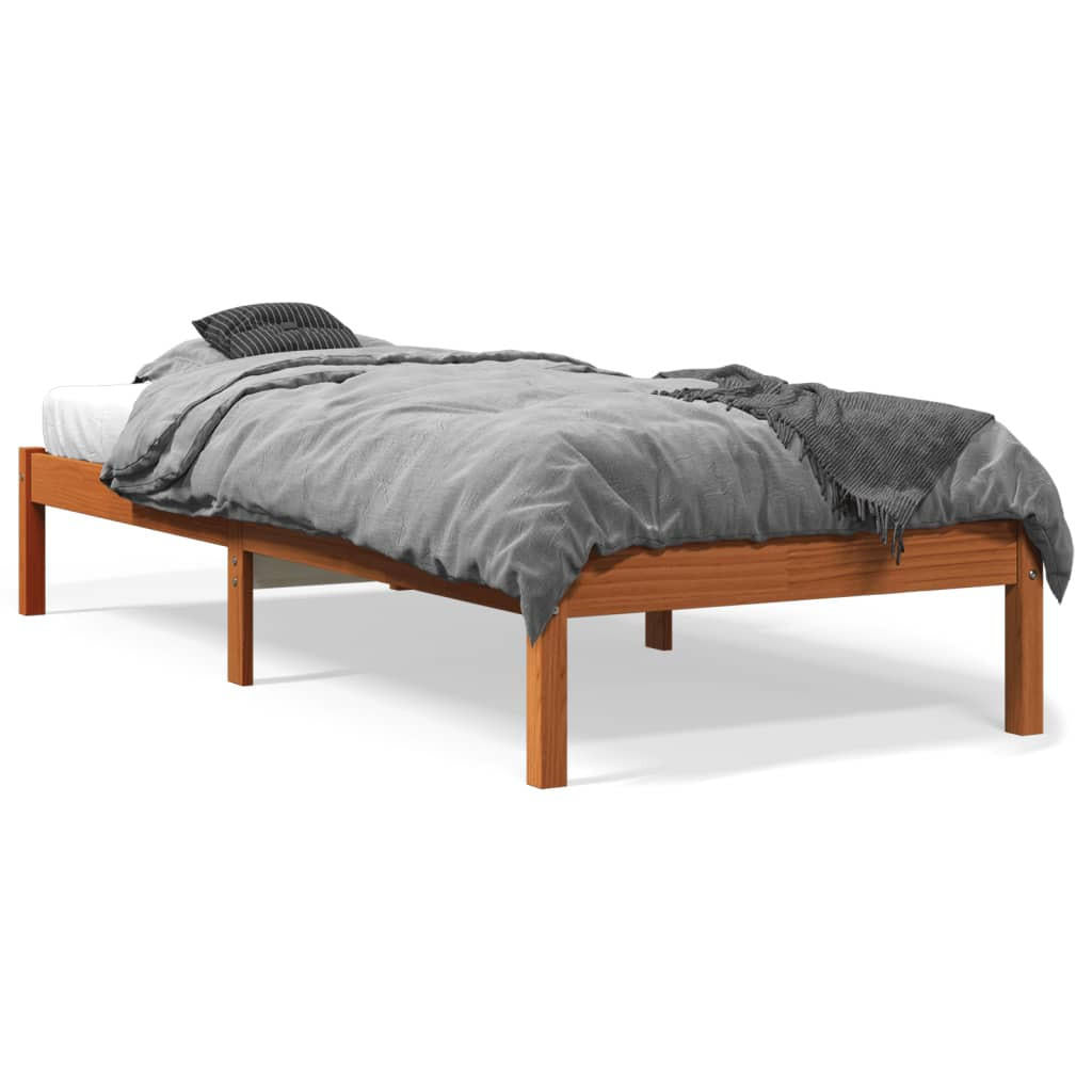 vidaXL Massivholzbett, Braun, Holz, 90x200 cm, Schlafzi