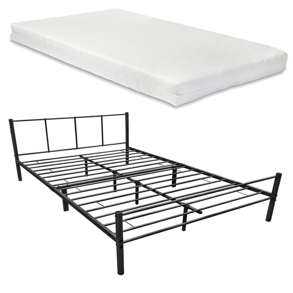 [en.casa] Metallbett, Schwarz, Textil, Höhe ca. 16 cm,