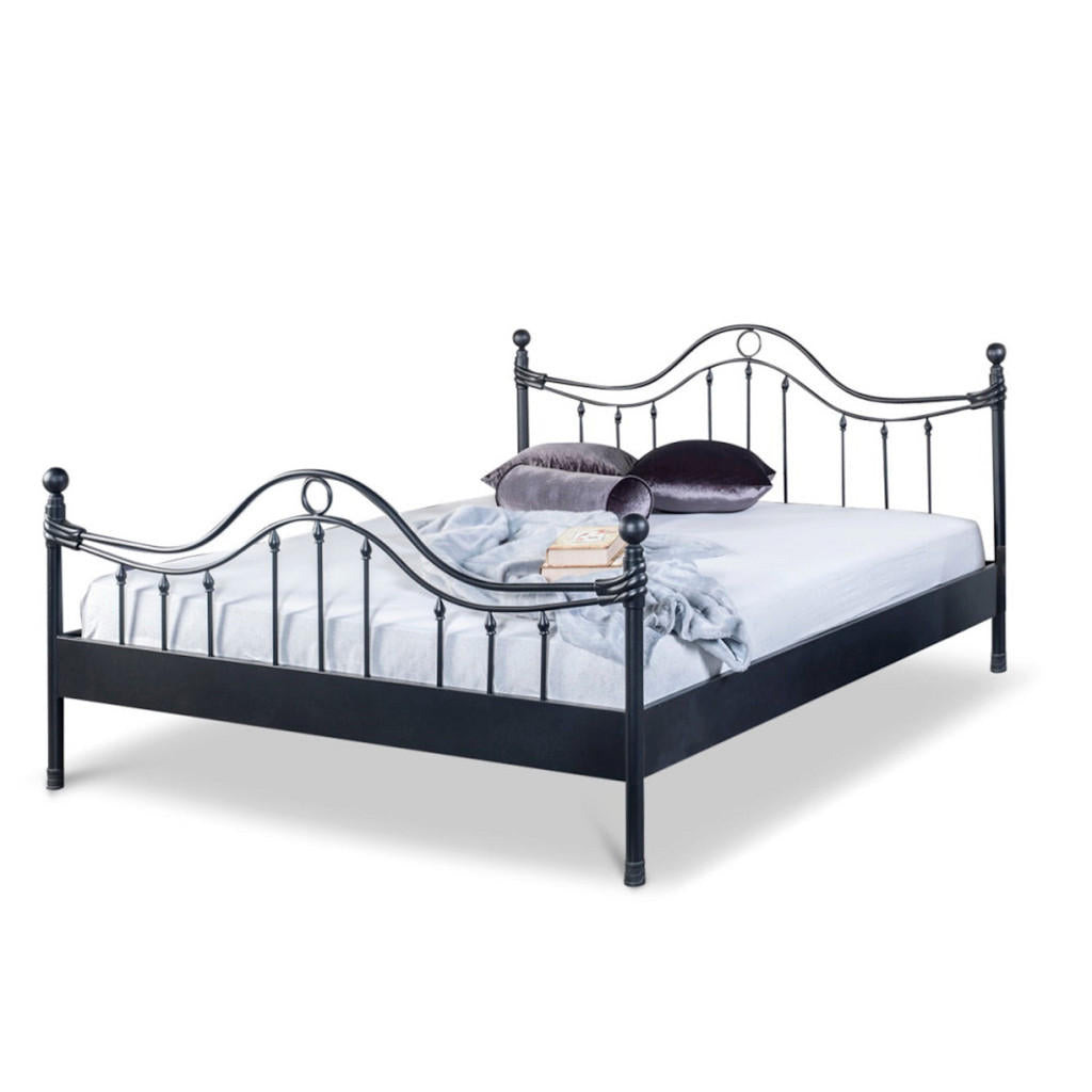 BED BOX Metallbett, Schwarz, Silber, Metall, 140x220 cm