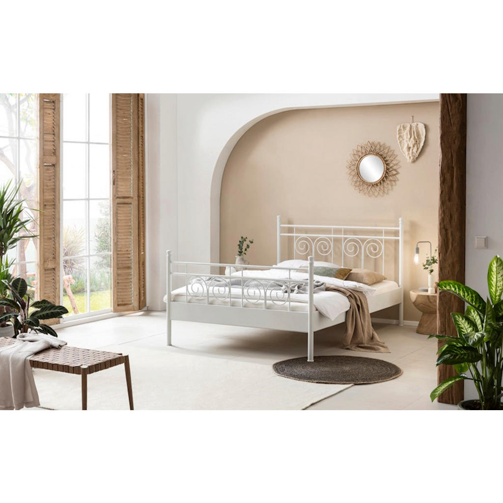 BED BOX Metallbett, Weiß, Kupfer, Metall, 90x210 cm, Sc