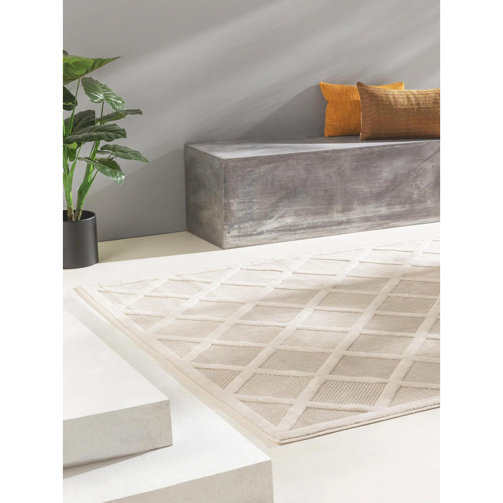 benuta Nest Outdoorteppich, Creme, Textil, Rechteckig,
