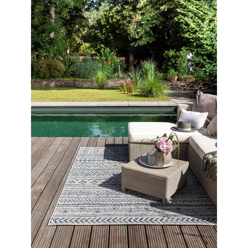benuta Nest Outdoorteppich, Blau, Textil, Rechteckig, 1