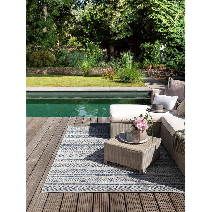 benuta Nest Outdoorteppich, Blau, Textil, Rechteckig, 1