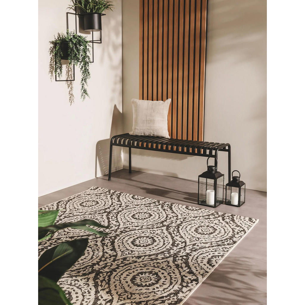 benuta Nest Outdoorteppich, Weiß, Textil, Grafikmuster,