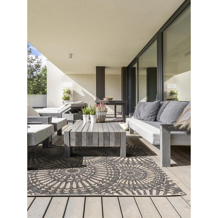 benuta Nest Outdoorteppich, Blau, Textil, Grafikmuster,