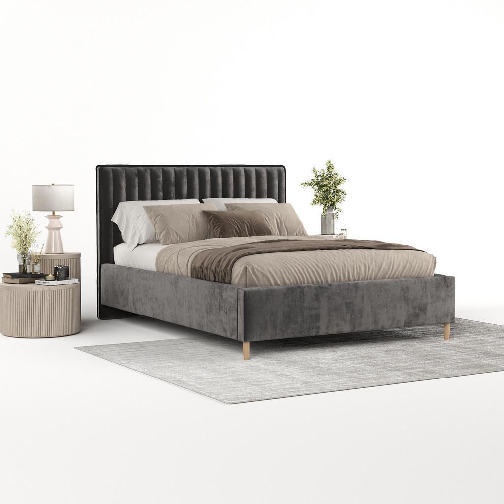 AltaBeds Polsterbett, Anthrazit, Holz, Buche, Kiefer, 1
