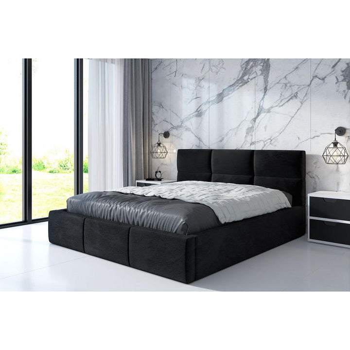 A&amp;J MöbelLand Polsterbett, Schwarz, Textil, H2, 140x200