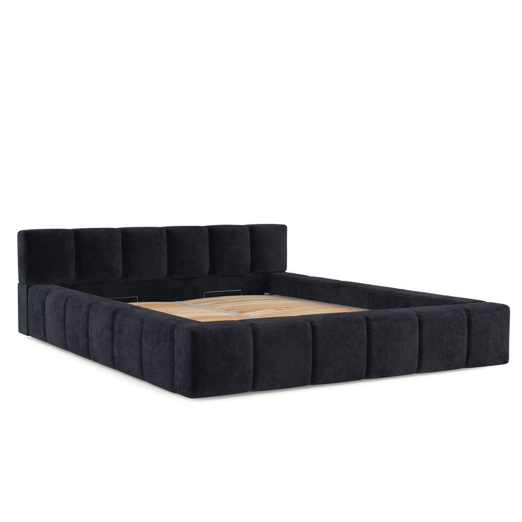 AltaBeds Polsterbett, Schwarz, Kunststoff, Buche, Kiefe