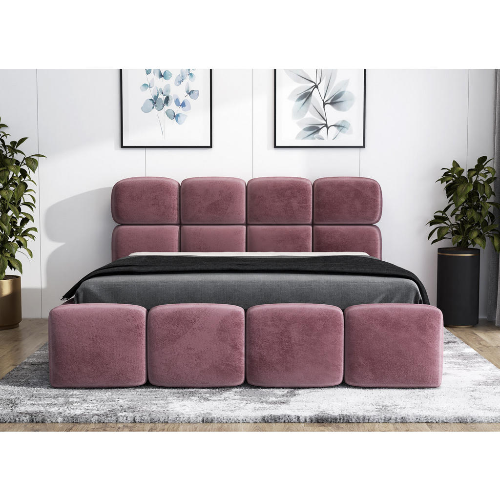 A&amp;J MöbelLand Polsterbett, Rosa, Textil, H2, 140x200 cm