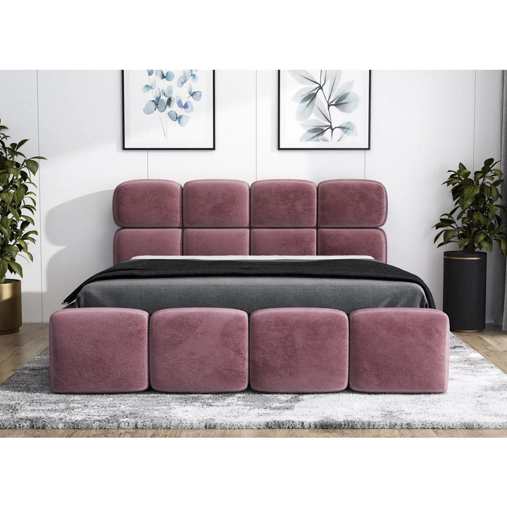 A&amp;J MöbelLand Polsterbett, Rosa, Textil, H2, 140x200 cm