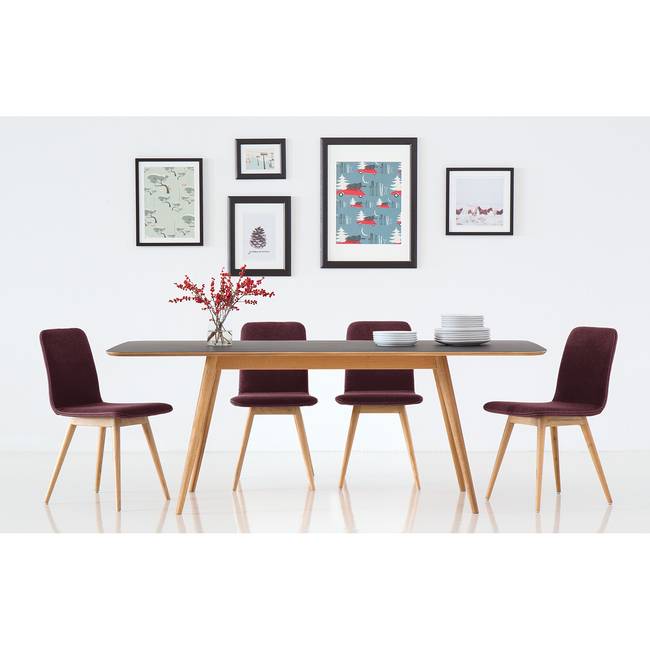 Polsterstuhl 2er-Set 45 x 85 x 60cm Stoff Muya: Aubergine Violett/Violett