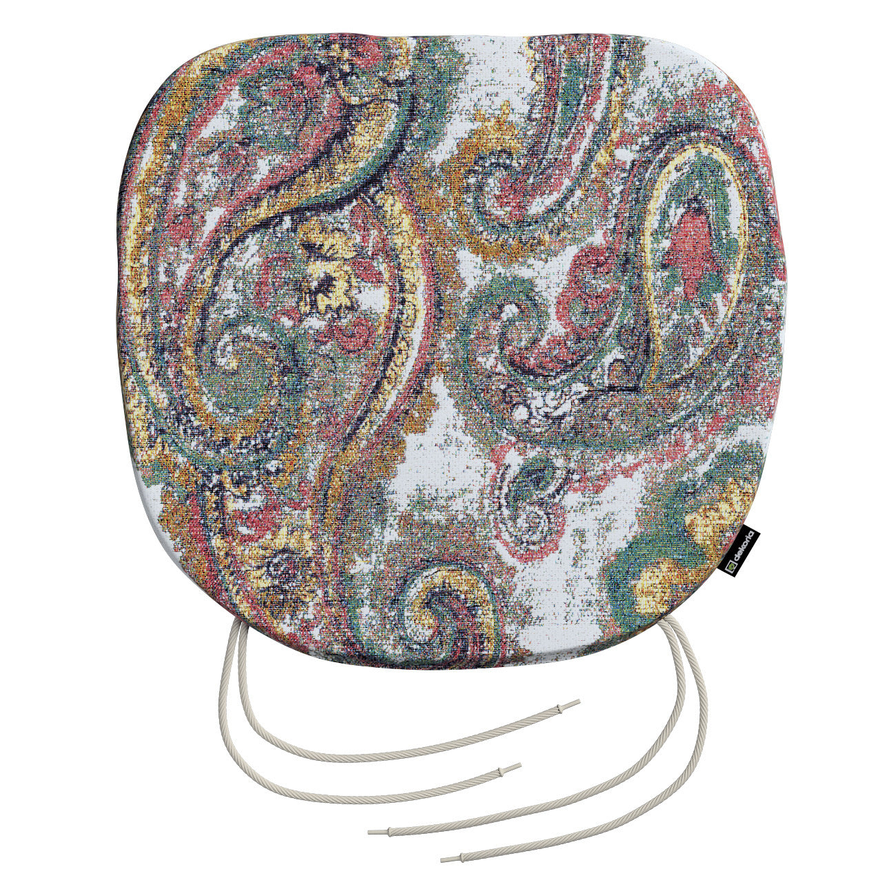 stuhlkissen marcus mit bindeschnur, grün-rosa, 40 x 37 x 2,5 cm, cosy home (145-35)