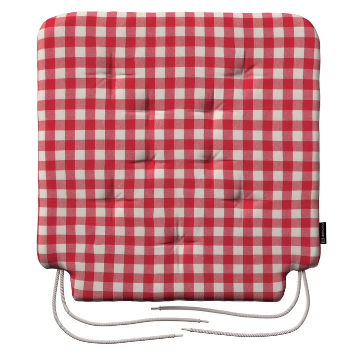 stuhlkissen christoph mit bindeschnur, rot-ecru, 42 x 41 x 3,5 cm, quadro (136-16)