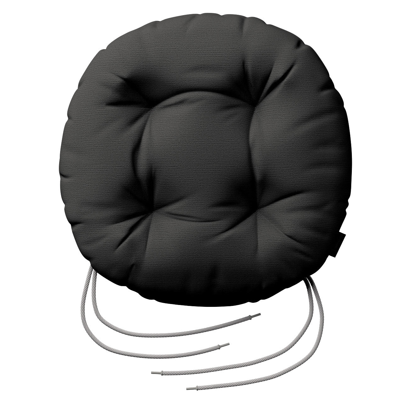 stuhlkissen adam mit bindeschnur, anthrazit, ⌀37 x 8 cm, cotton panama (702-08)