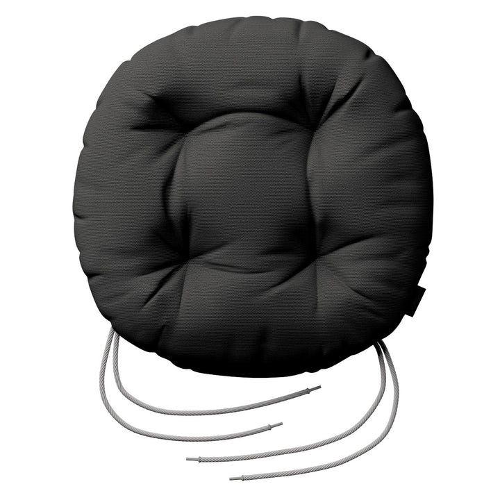 stuhlkissen adam mit bindeschnur, anthrazit, ⌀37 x 8 cm, cotton panama (702-08)