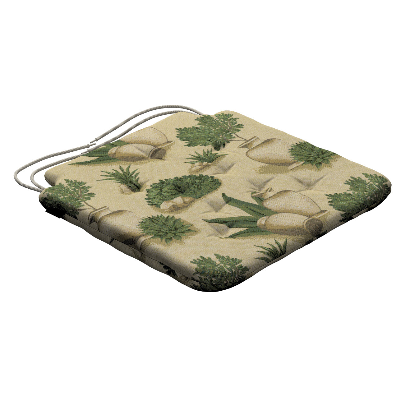 stuhlkissen christoph mit bindeschnur, beige-grün, 42 x 41 x 3,5 cm, intenso premium (145-09)