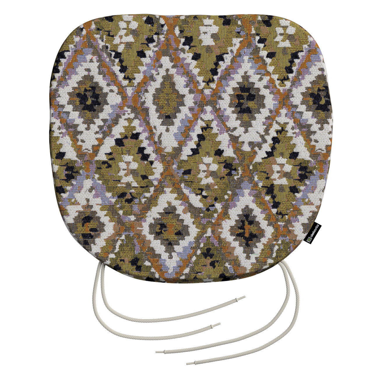 stuhlkissen marcus mit bindeschnur, oliv- weiß, 40 x 37 x 2,5 cm, cosy home (145-37)