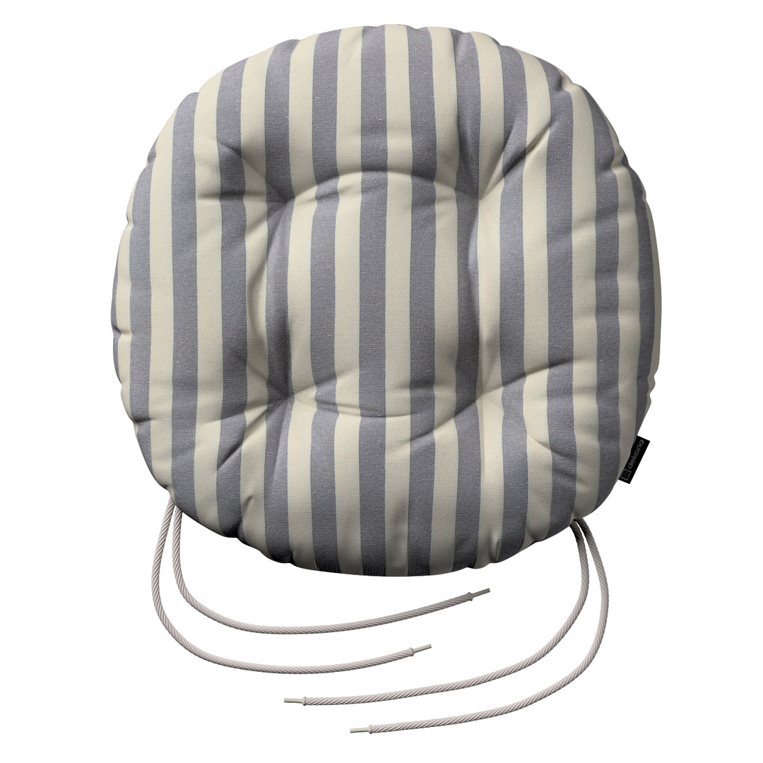stuhlkissen adam mit bindeschnur, marinenblau-ecru , ⌀37 x 8 cm, quadro (136-02)