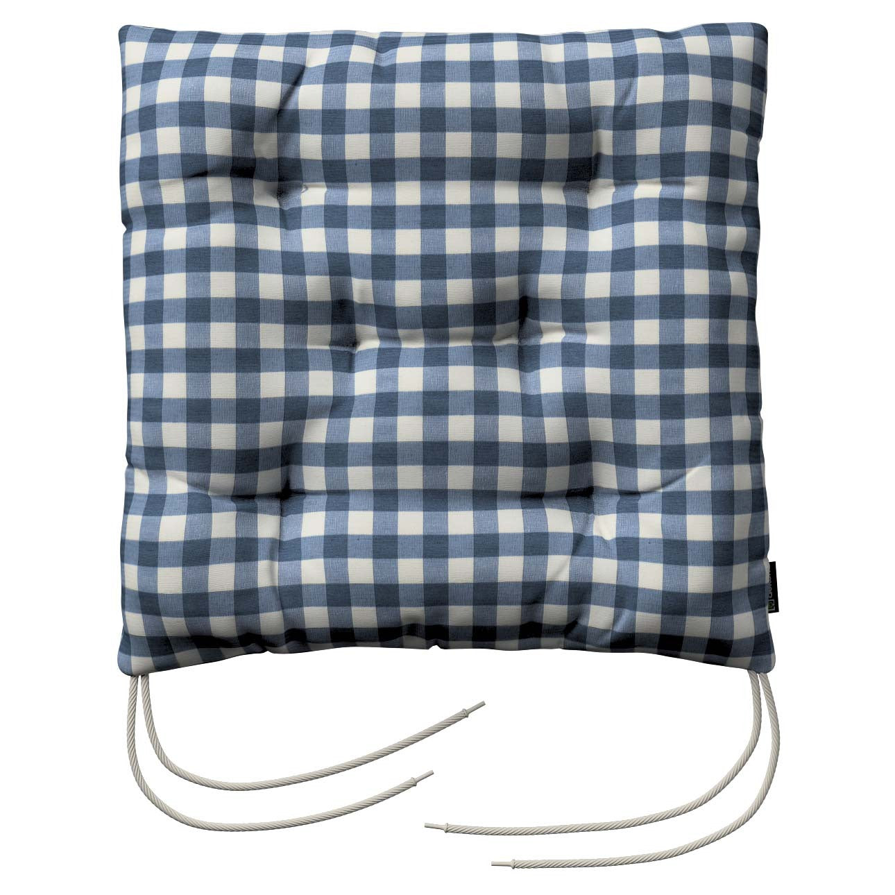 stuhlkissen thomas mit bindeschnur, marinenblau-ecru , 38 x 38 x 8 cm, quadro (136-01)