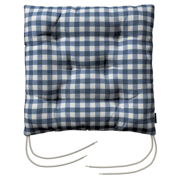 stuhlkissen thomas mit bindeschnur, marinenblau-ecru , 38 x 38 x 8 cm, quadro (136-01)