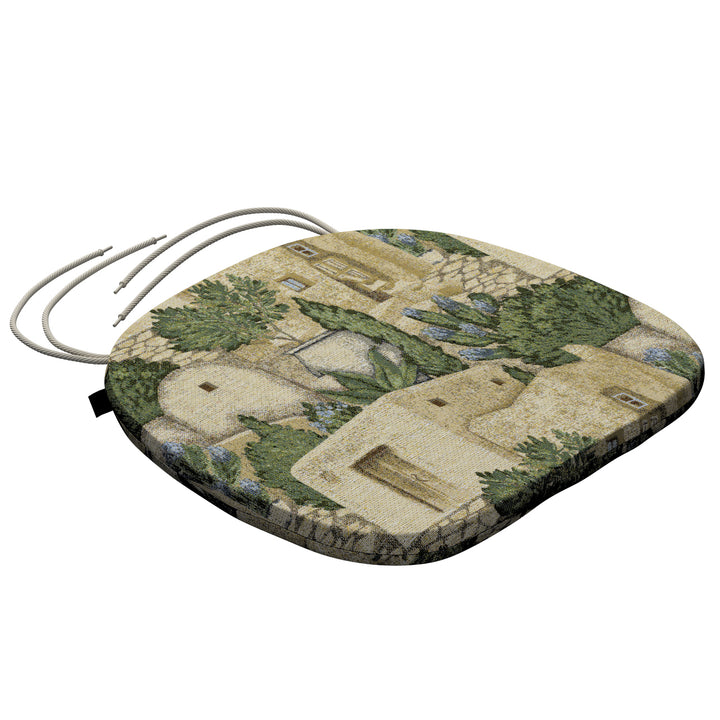 stuhlkissen marcus mit bindeschnur, beige-grün, 40 x 37 x 2,5 cm, intenso premium (144-82)