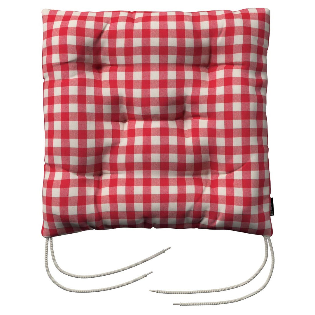 stuhlkissen thomas mit bindeschnur, rot-ecru, 38 x 38 x 8 cm, quadro (136-16)